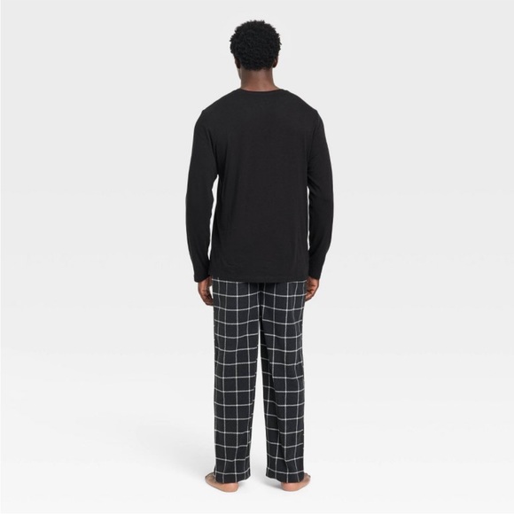NWT Men's Black Plaid Microfleece Pajama Set- XXL - Picture 2 of 4